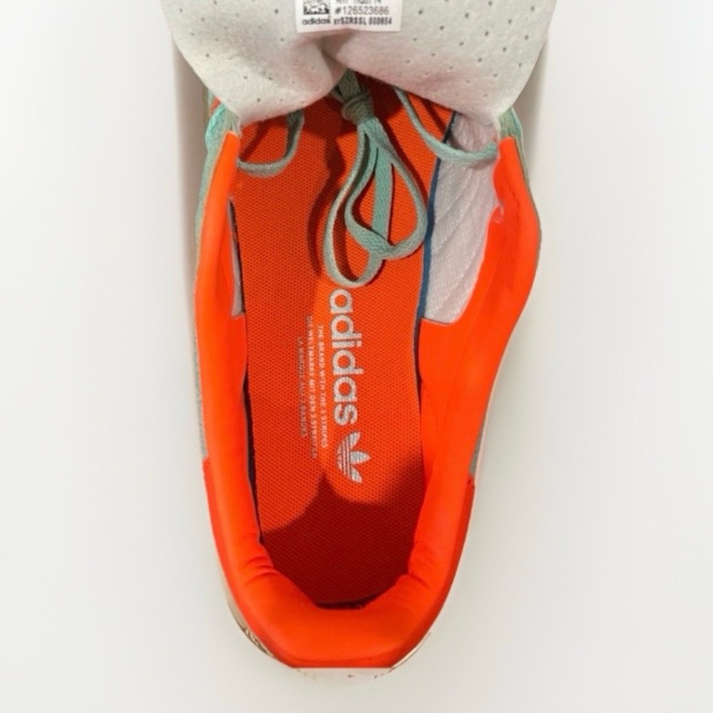adidas Originals Mint Green Suede Sneakers with Orange Accents - Picture 7 of 11